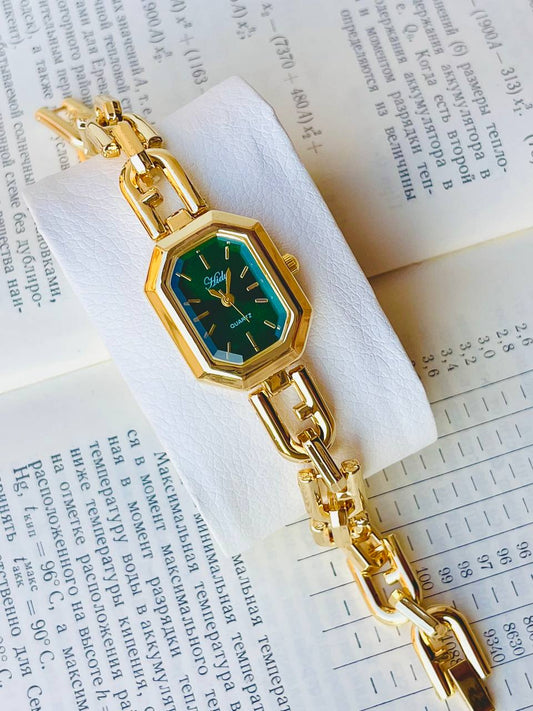 ساعة أيدي ذهبية أوكتاجون نسائية - Aidy Octagon Watch