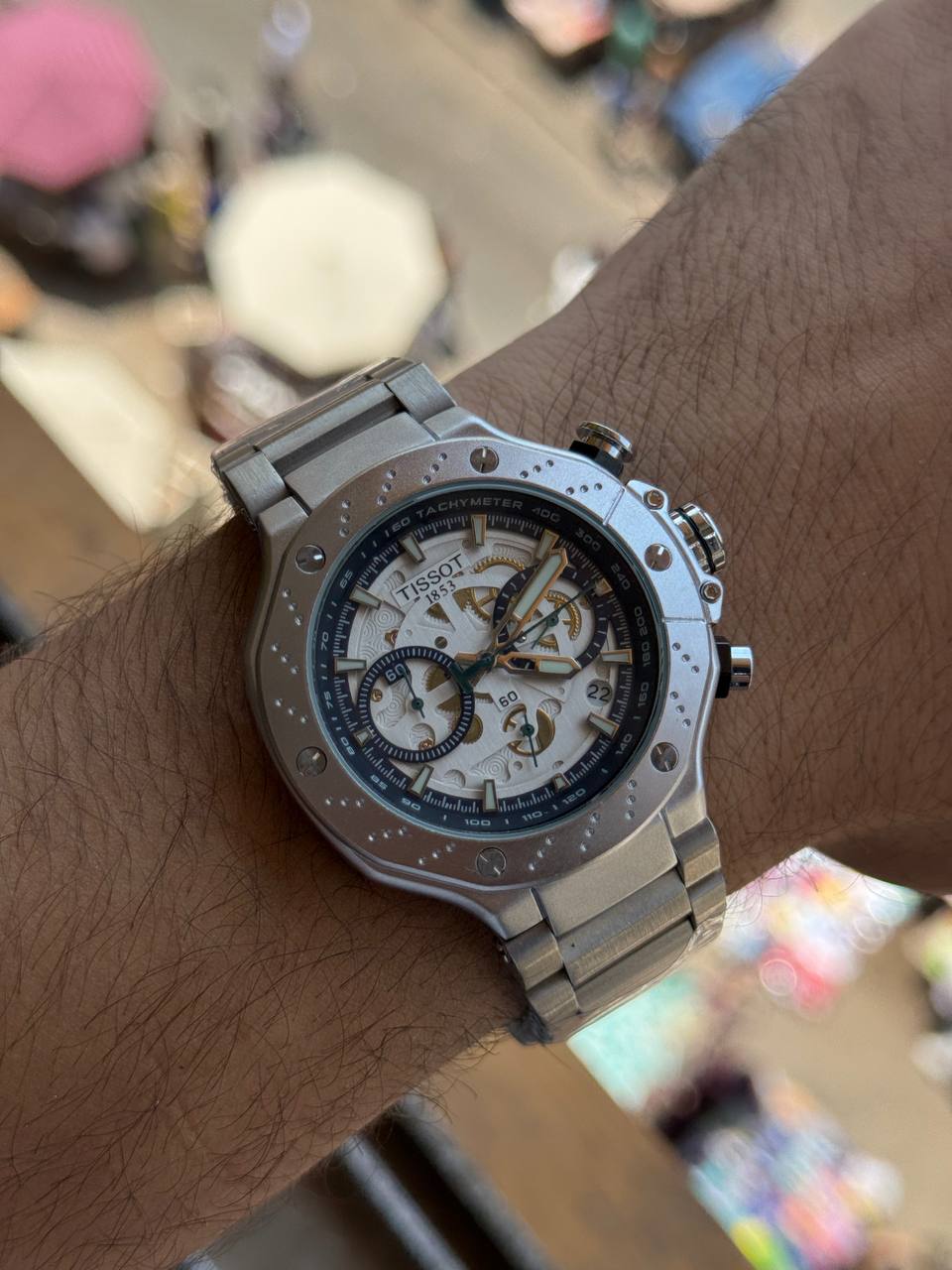 ساعة تيسوت 1853 رجالية كرونوغراف سكيليتون - Tissot 1853 Skeleton Chronograph Watch