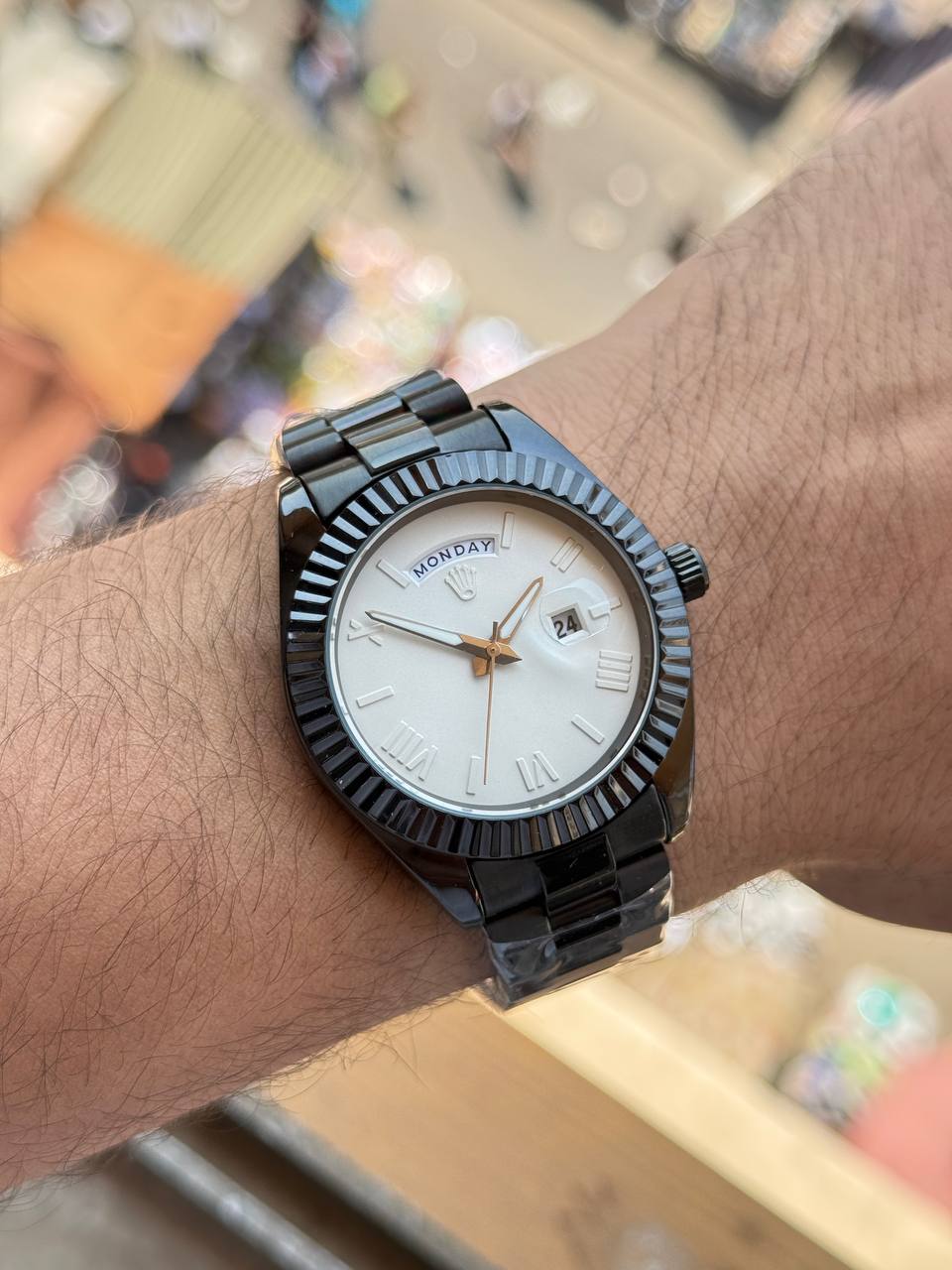 ساعة رولكس دي ديت رجالية مرصعة - Rolex Day-Date Style Watch