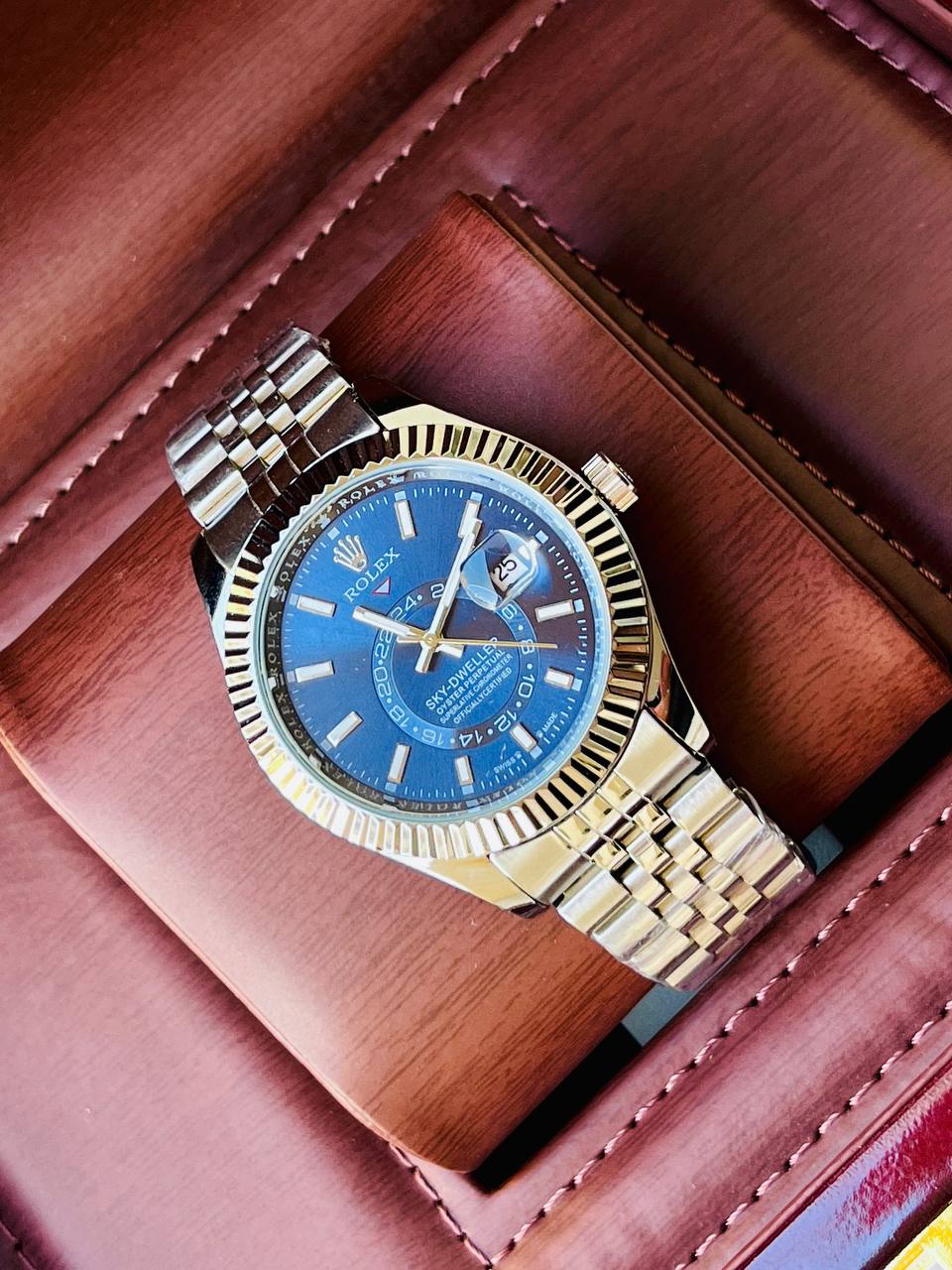 ساعة رولكس سكاي دويلر رجالية فاخرة - Rolex Sky-Dweller Style Watch