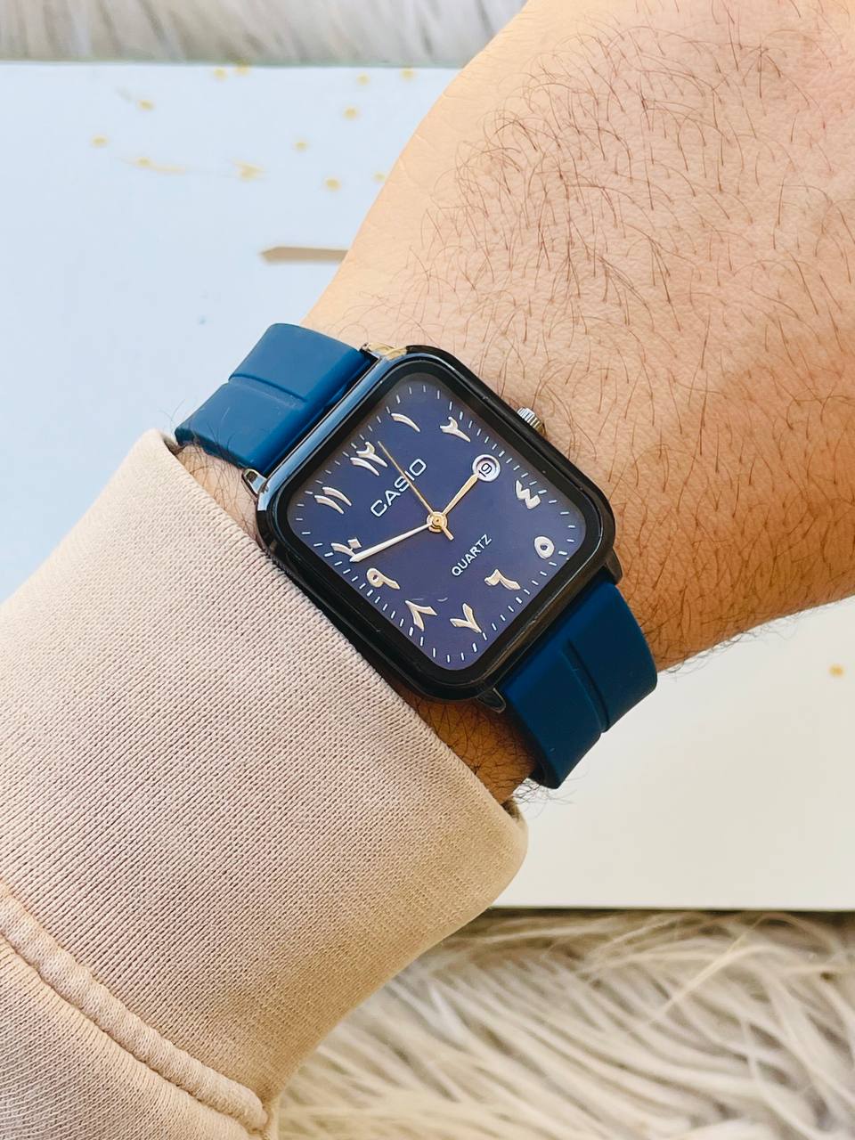 ساعة كازيو مربعة بأرقام عربية - Casio Arabic Numerals Watch