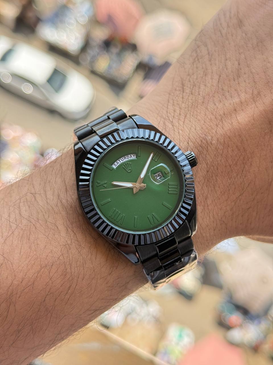 ساعة رولكس دي ديت رجالية مرصعة - Rolex Day-Date Style Watch