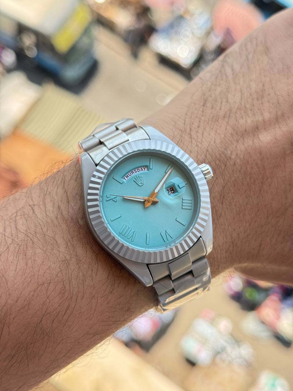 ساعة رولكس دي ديت رجالية مرصعة - Rolex Day-Date Style Watch