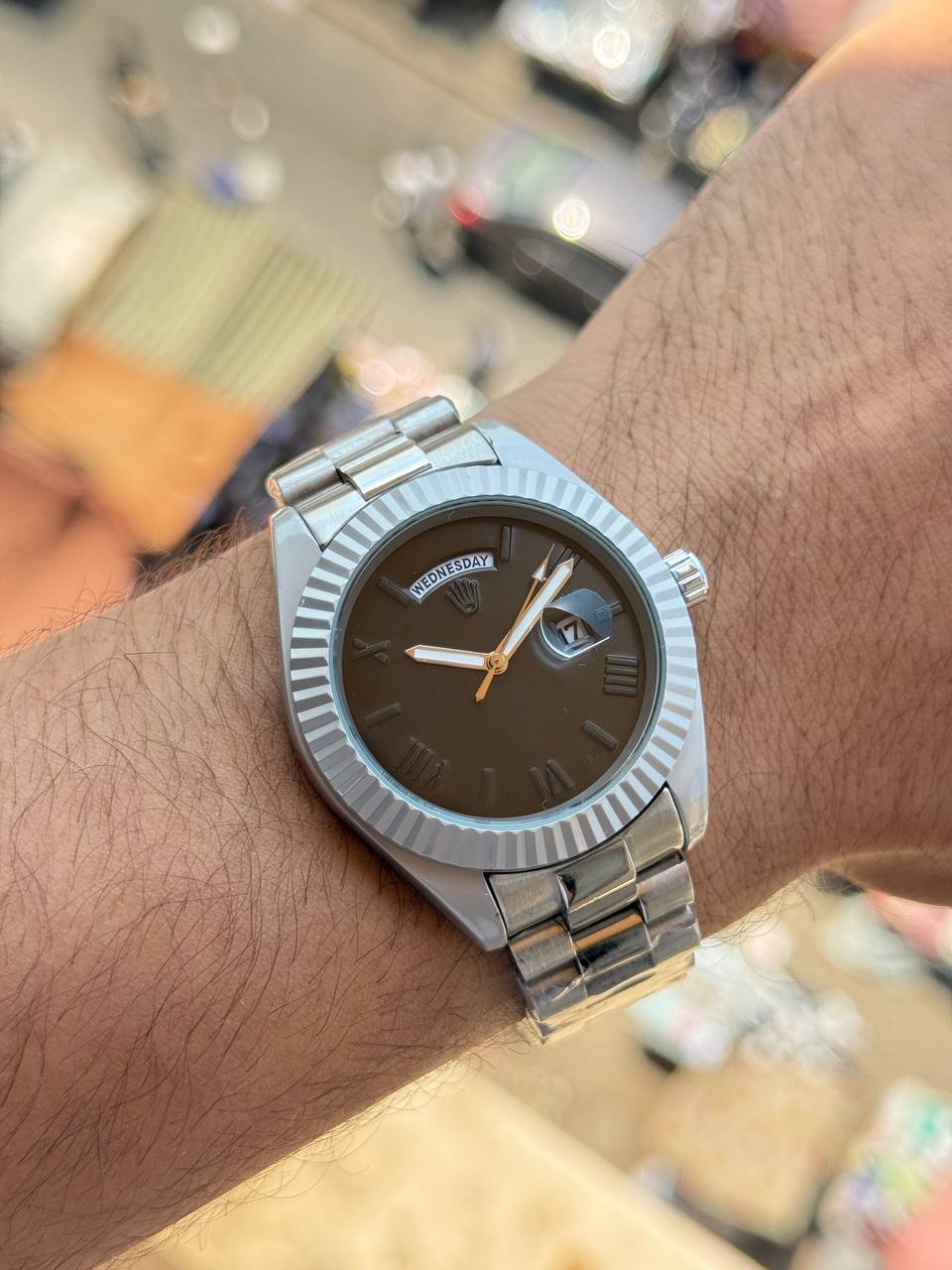 ساعة رولكس دي ديت رجالية مرصعة - Rolex Day-Date Style Watch