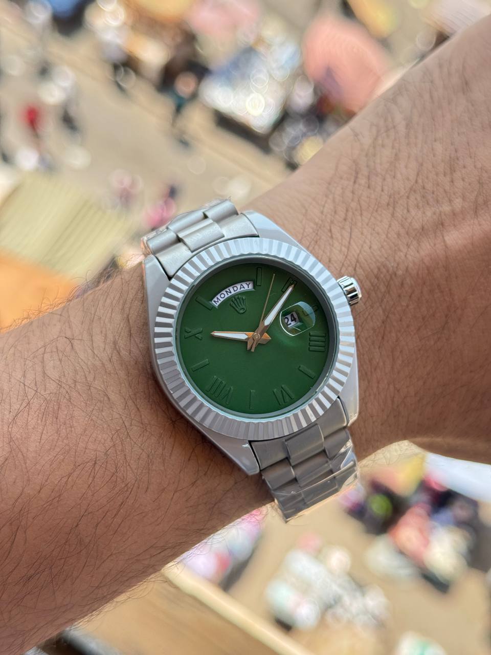 ساعة رولكس دي ديت رجالية مرصعة - Rolex Day-Date Style Watch