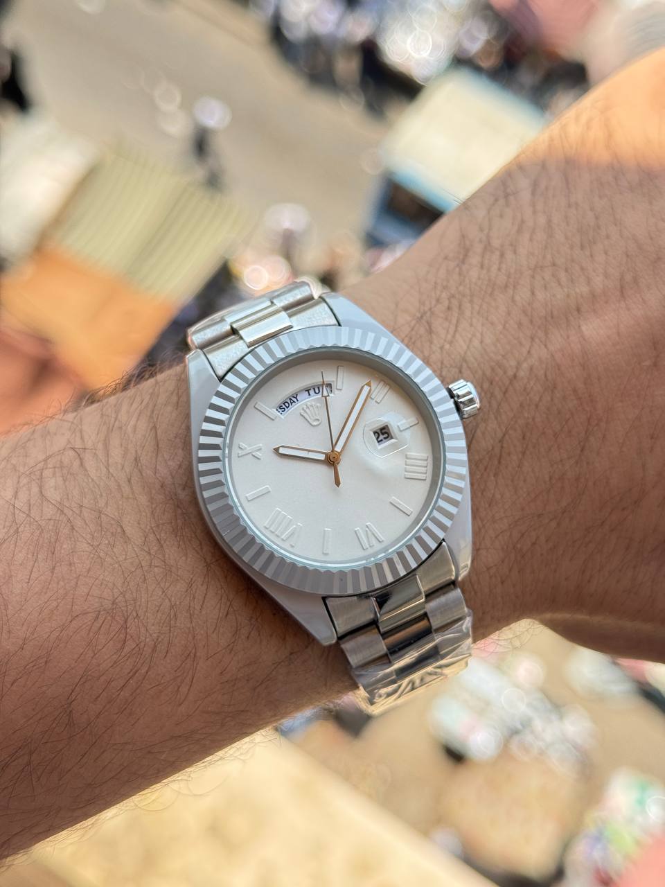 ساعة رولكس دي ديت رجالية مرصعة - Rolex Day-Date Style Watch