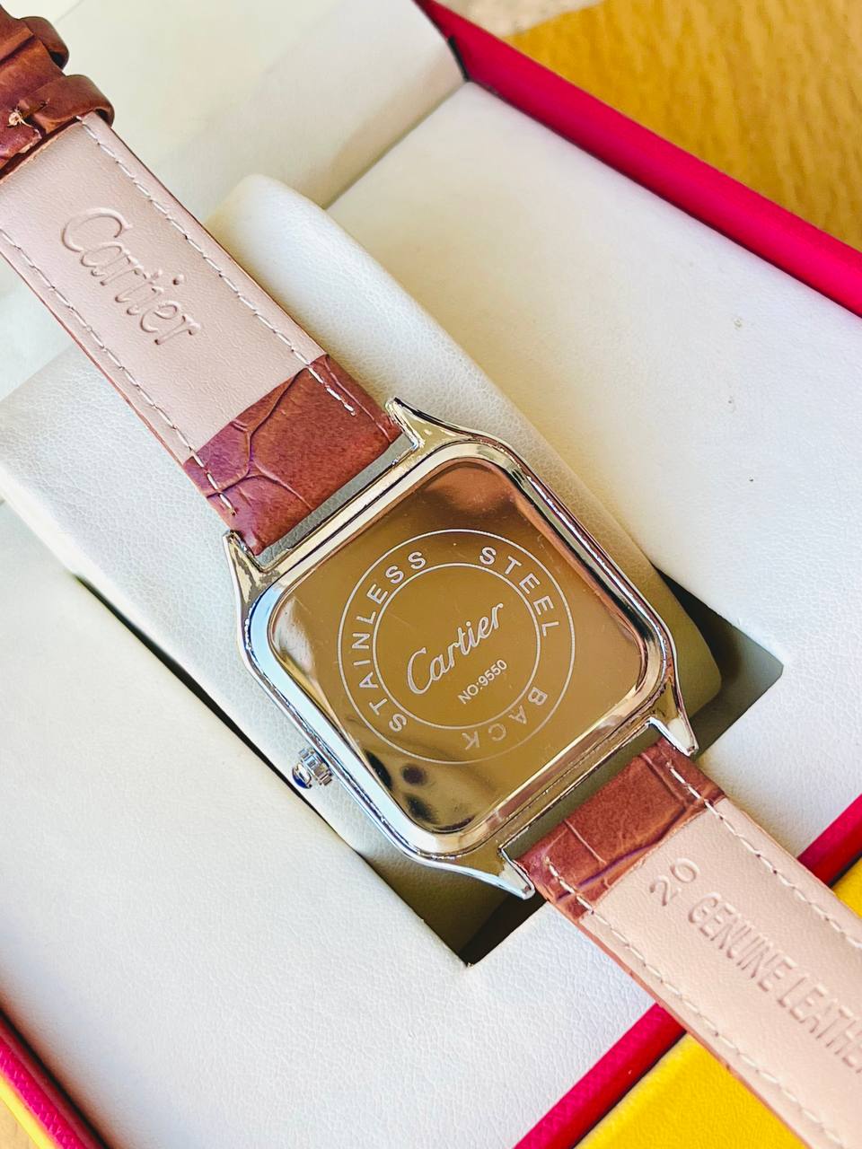 ساعة كارتيير سانتوس رجالية مرصعة - Cartier Santos Style Watch